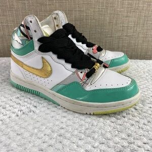 Nike Women’s Court Force Hi 316117-173 Gold Green White Basketball Shoes‎ Sz 7.5